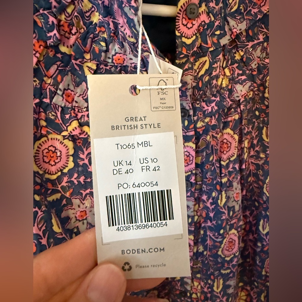 Boden frilled high neck shirt size 10 new with tags. T1065 - Picture 7 of 7